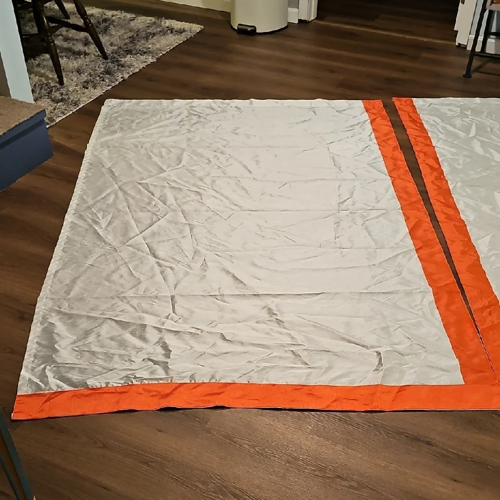 VINTAGE Look Modern Elegant Orange White Curtains 2 Panels  82 X 54.5 Home Decor